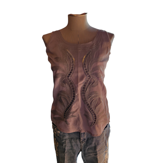 Metallic Lace over Sleeveless Tank
