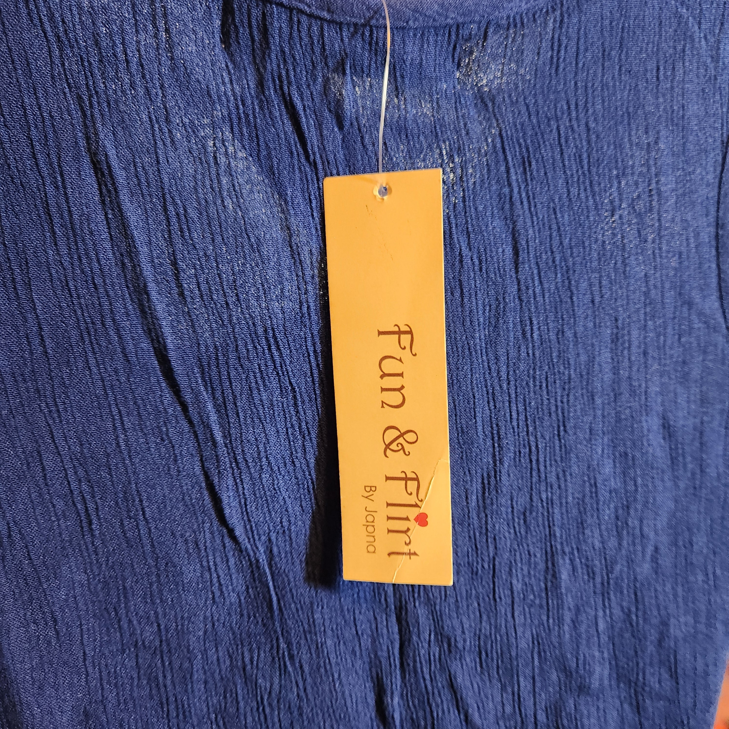Navy Blue Embroidered Sleeveless Lightweight Top