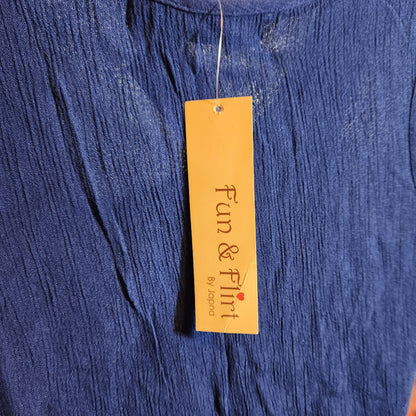 Navy Blue Embroidered Sleeveless Lightweight Top