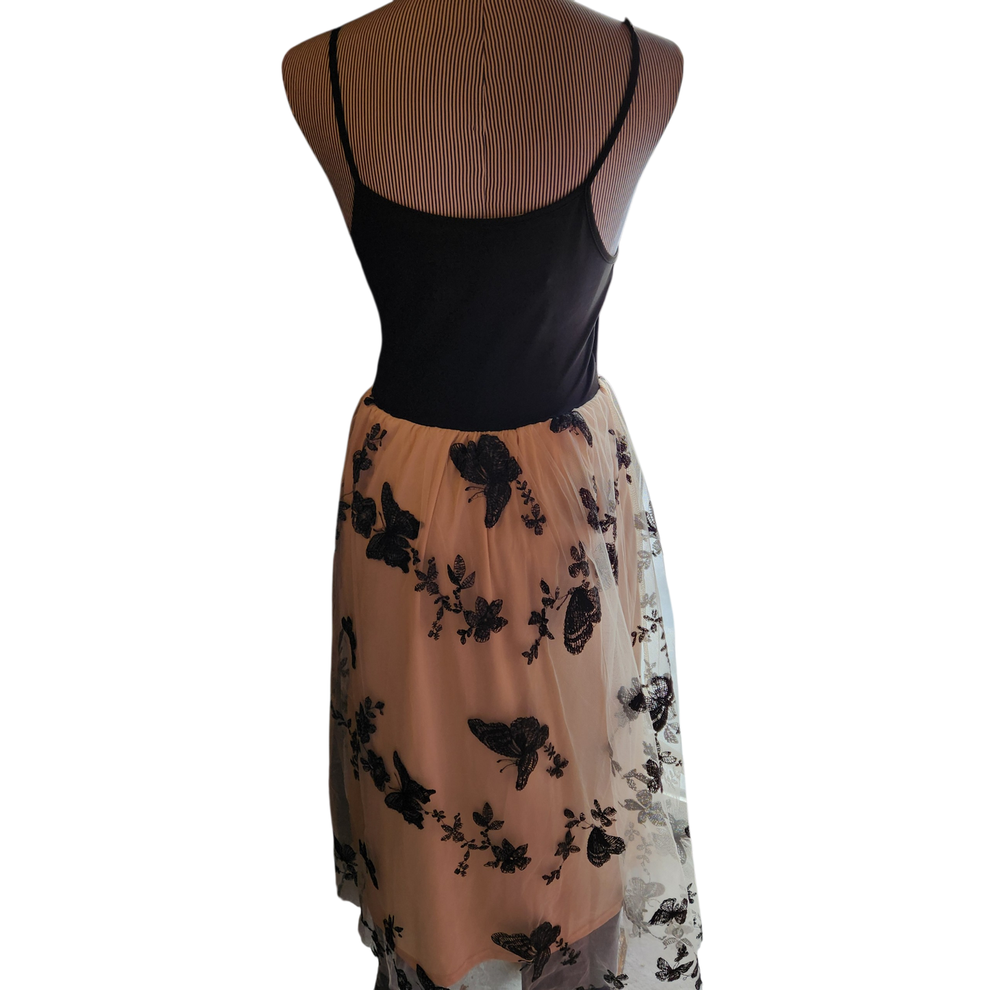 Halter Dress with Embroidered Butterflies