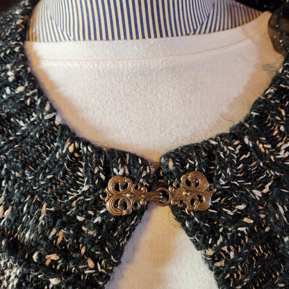 Light Crocheted Patchwork Sweater with Gold Clasps