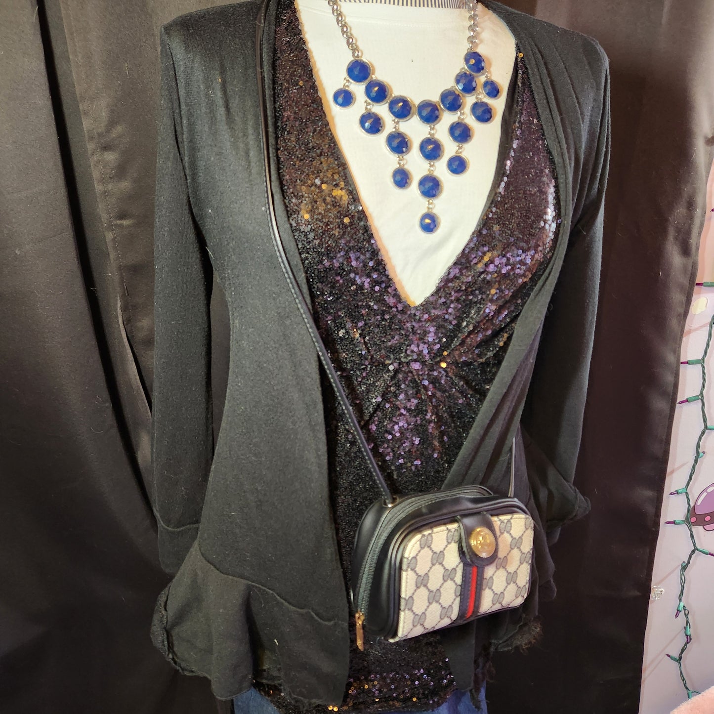 Black Cotton Top with Lace Bottom