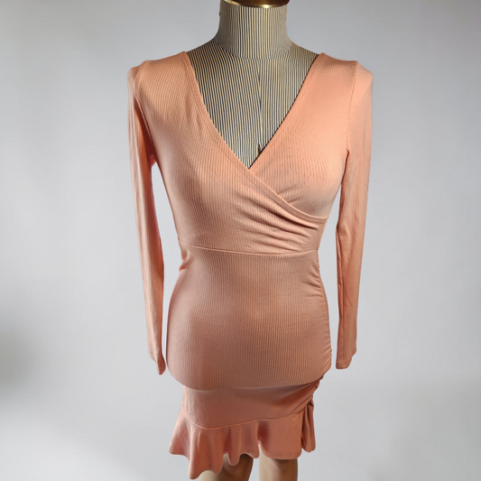 Pink Long Sleeve Mini Dress