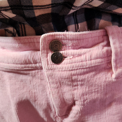 Pink Corduroy Jeans with Double Button Closure