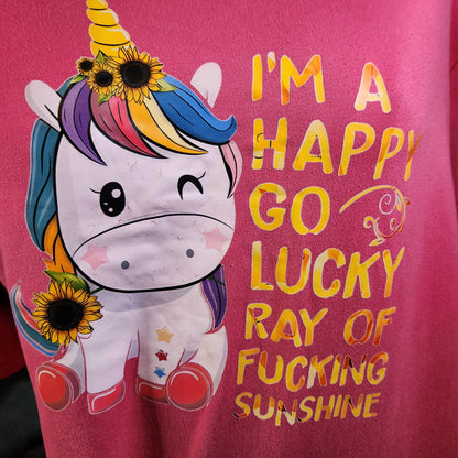 Pink Unicorn "Happy Go Luck" Tee
