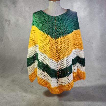 Handmade Poncho Green and Gold